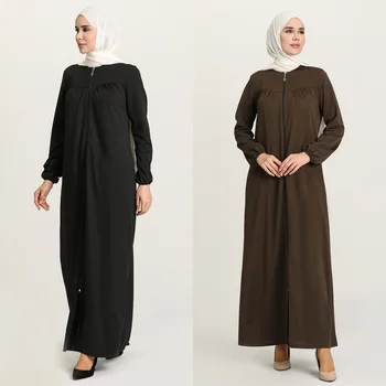 Jaunas ielidošanas musulmaņu kleita abaya gadījuma musulmaņu sieviešu apģērbu tīrtoņa krāsu apaļu kakla musulmaņu sieviešu apģērba nn0396 hq pirkt \ Tradicionālo & Kultūras Valkā ~ www.xenydancestudio.lv 11