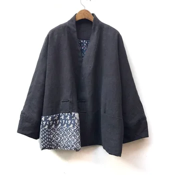 Japānas stila disku-buttoned cardigan jaka raibs dizains Literatūras un mākslas plānas un zaudēt bat kokvilnas jaka sieviešu jaka