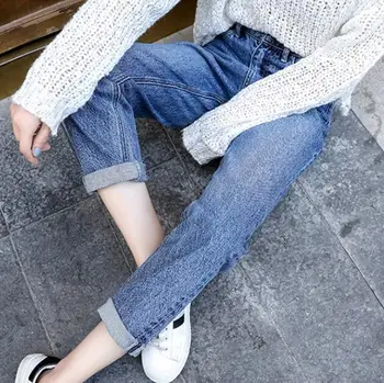 Džinsi sieviete, augsts viduklis ir 2021. rudens ražas drukāšanas streetwear taisni jean bikses korejas modes zilā baggy mamma džinsa bikšu pirkt \ Dibeni ~ www.xenydancestudio.lv 11