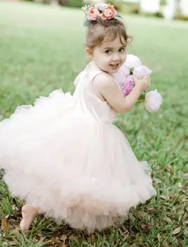 Sarkt rozā fāzēm puķu meitene kleitas bumbu tilla kleita maza meitene kāzu kleitas lēti komūniju gājienā kleitas tērpi pirkt \ Kāzu Kleita ~ www.xenydancestudio.lv 11