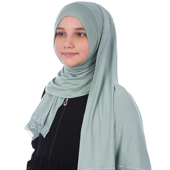 Ir 2021. KOKVILNAS Sprogot Jersey Müslim Lenta Hijab Šalle Gatavi Praktiski Un Ērti Bez Adatas Bērniem Suudi Dubai 1