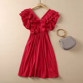Vintage midi kleitu sieviešu puses viens gabals kleita korejas sexy 2021. gada vasaras elegants mežģīņu kleitas, sieviešu laukumā apkakli, īsām piedurknēm pirkt \ Sieviešu Apģērbu ~ www.xenydancestudio.lv 11