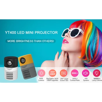 YT400 LCD Mini Kubs Projektors Mājas Kinozālei Atbalsta 1080P HDMI USB Audio Portatīvo Home Media Video Atskaņotājs проектор для дома