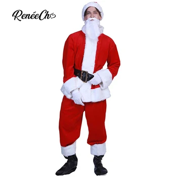 Deluxe Kažokādas Ziemassvētku Tērpi Pieaugušo Regal Klasiskās Ziemassvētku Vecīša Kostīmu Vīriešu Brīvdienu Apģērbs Dāvana jaunā gada Pirmizrāde Santa Tērps