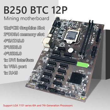 B250 BTC 12P Datoru Ieguves Mātesplati Komplekts 12x PCI Express DDR4 Atmiņas Miner Valde Atbalsta LGA1151 Sērijas Gen 6/7 CPU