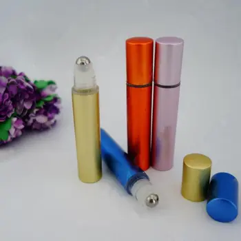 3ml Stikla Roll-uz Smaržu Pudeles ar Nerūsējošā Tērauda Bumbu, 3cc Kosmētikas Konteineri Ar Alumīnija Vāki