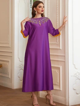 Sievietes Ilgi Musulmaņu Kleitas, Greznas Abaya Modes Dubaija Vakara Kleita Banketa Drēbes Gari Caftan Eiropas Auduma Sieviete