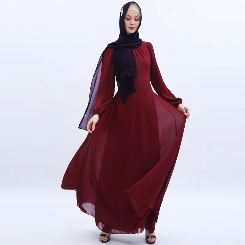 Šifona Ramadāna-Musulmaņu Kleita Abaya Dubaija Sieviešu Caftan Marokens Kaftan Islāmu Eid Mubarak Drēbes Vasaras Kleita ar garām Piedurknēm Kleita Attēls 2